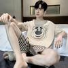 Men's Short-Sleeve Cartoon Pajama Set with Shorts