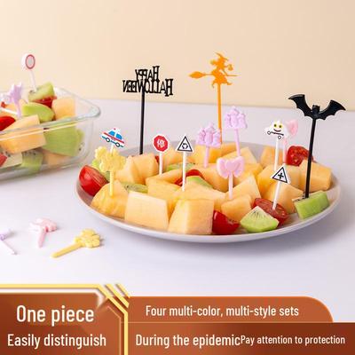Japanese Mini Cartoon Animal Bento Picks - Children's Halloween Fruit Forks & Traffic Signs Decor.