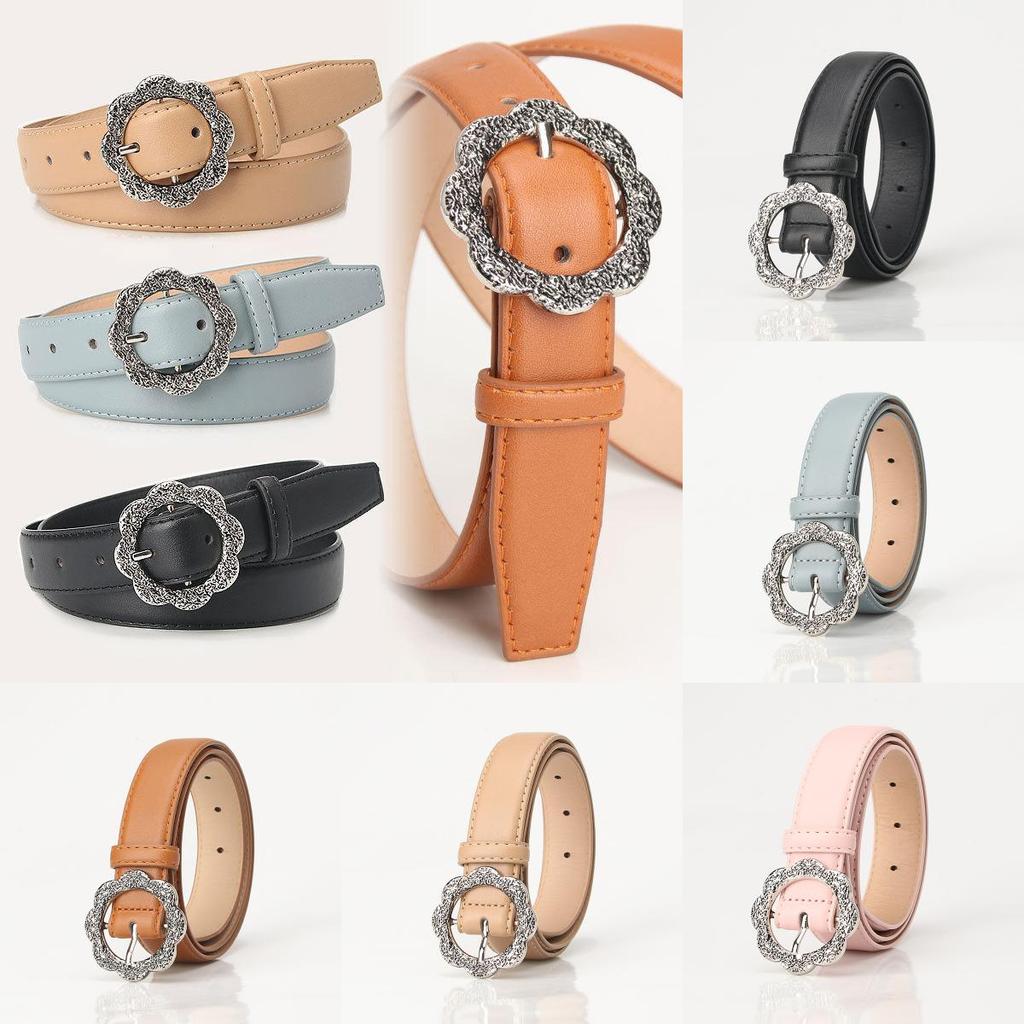 Damen Vintage Blumenmuster Pu-Gürtel Mit Legierungsschnalle Für Freizeit- Und Bürokleidung