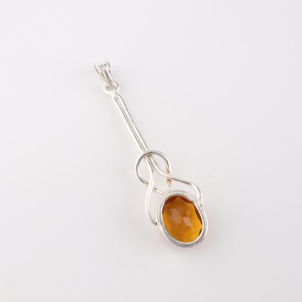 Rare Citrine Gemstone 925 Sterling Silver Jewelry Handmade Women Pendant 1.79" PP-60-13