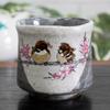 Waza no Kura Stylish Kutani Ware Teacup with a Fortune Sparrow Ceramic Brand Japanese Made in Perfect as a Birthday 60th 70th 77th 80th 88th or 90th