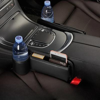 Gap del seggiolino per auto Portabicchieri in pelle Universale Fessura laterale Scatola di immagazzinaggio Driver anteriore Sedile automatico Gap Filler Organizer in macchina