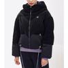 Fila Athletics Solid Color Loose Hooded Teddy Fleece Spliced Warm Down Jacket Women Outerwear Deep-Black A11W241918F-BK