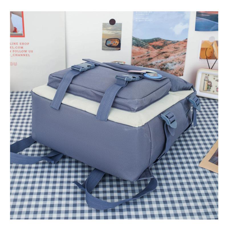 4-teiliger Grundschulrucksack, Sekundarschulrucksack, 4-teiliges Set für Herren und Damen, einfarbig, große Kapazität, wasserdicht, lässig, modisch