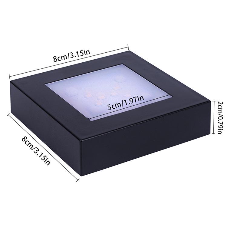 8x8 LED Multi-color Crystal Lamp Holder with 3D Laser Carved Square Body and Black Silver Base