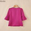 ZANZEA Women Casual Square Collar Flare Half Sleeve Summer Blouse