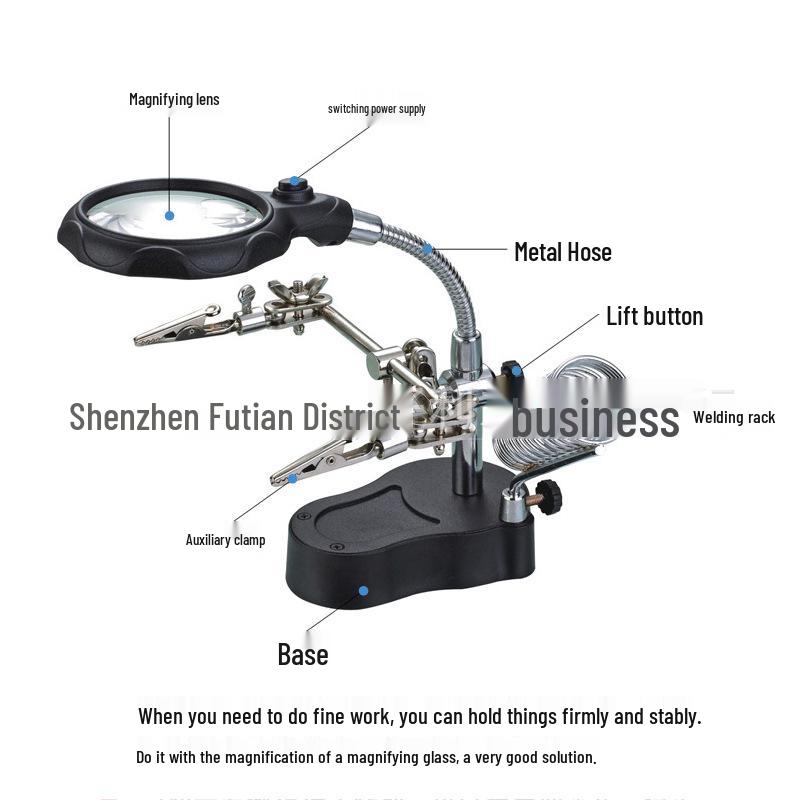 Clip-on LED Magnifier with Dual Repair Clamps, Model TE-801