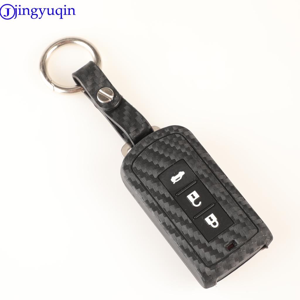 Jingyuqin Carbon Silikon Auto Schlüsselhülle Abdeckung 3T Smart Key Für Mitsubishi Outlander 2016 Lancer 10 Pajero Sport ASX L200