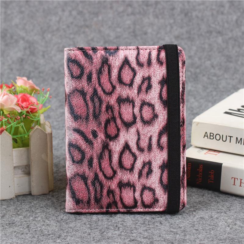 Leopard Print Passport Cover with Bandage Waterproof Passport Clip Built-in RFID Shielding To Protect Personal Information