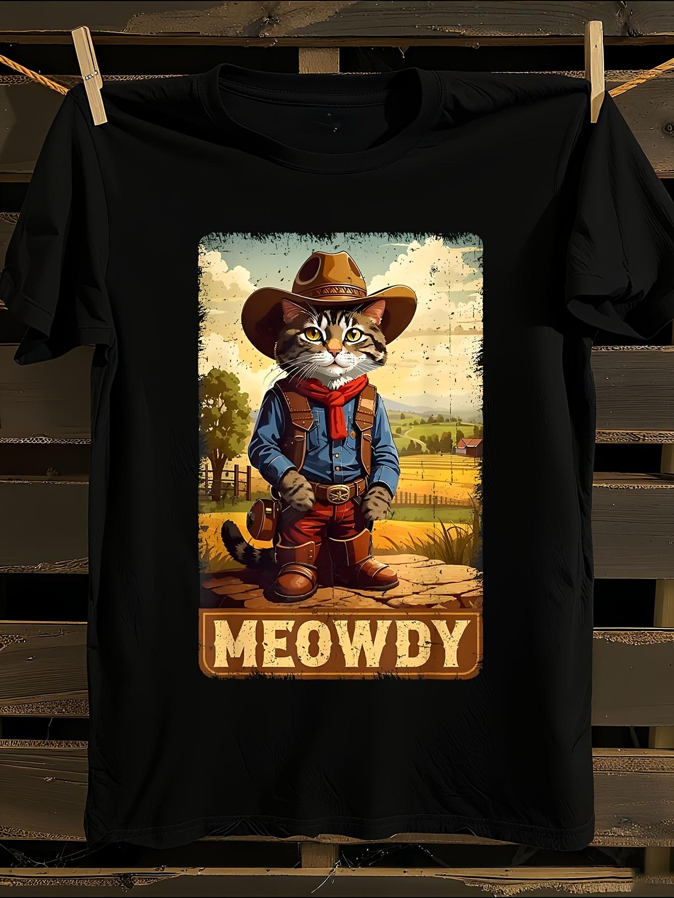 Meowdy Vintage Tshirt Vintage Cowboy Cat Graphic Tshirt XL