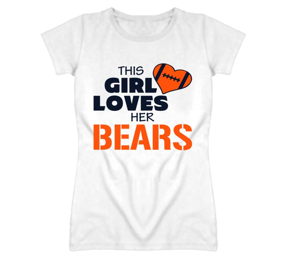 This Girl Loves Her Bears Football T Shirt Chicago Bears Team Colors M