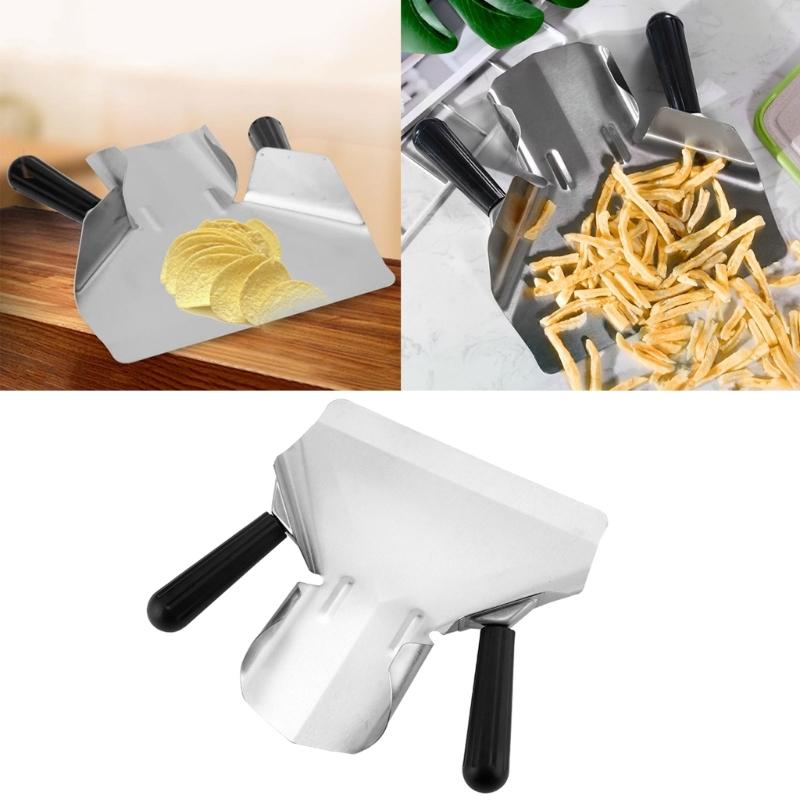 Pommes Schaufel aus Edelstahl mit rutschfesten Griffen Mehrzweck Pommes Schaufel Bagger Pommes Snack