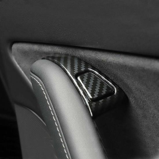 ABS Carbon Fiber Door Lock Window Switch Cover Trim For Tesla Model3 17-21