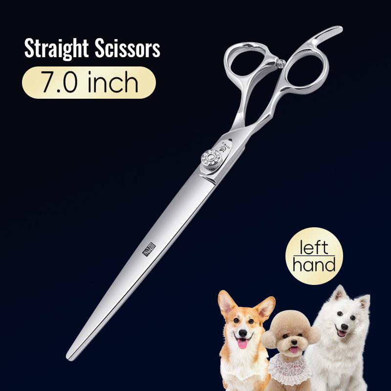 Fenice JP440C Left Hand 7 Inch Professional Pet Scissors Set Dog Grooming Kits Scissors Straight Curved Chunker Thinner Shears