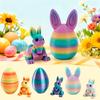 3D Printed Easter Eggs with Bunny Inside Articulated Flexible Fidget Rabbit Toys Easter Basket Stuffers Birthday Gifts for Kids Home Office Desk Decor