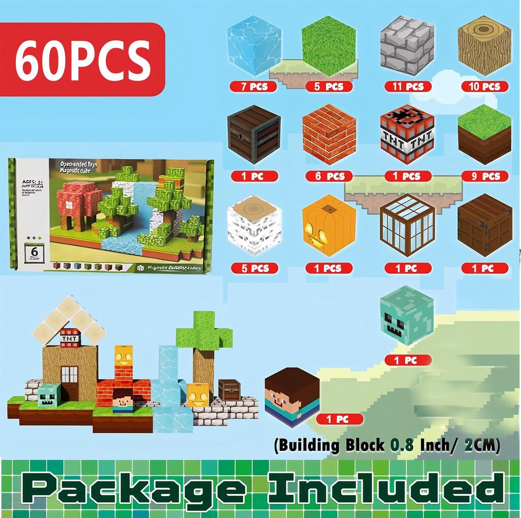 My Magnetic Block World: Primeval Forest Series Educational Building Cubes for Children