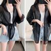 Chiffon Doll Sleeve Cardigan Women's Thin Sun Protection Shirt Short Outer Shawl Loose Top Thin Coat White Polo Collar Shirt