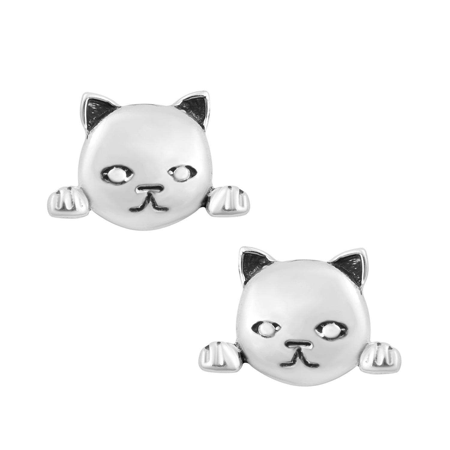 Серьги  Лицо кошки  - Стерлинговое серебро 925 пробы