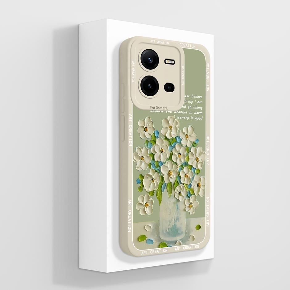 For Vivo V25 V25E 4G 5G Case Cute Advanced Sense Flowers Silicone Soft Shell For VivoV25 5G VivoV25E 4G Prevalent Fundas Bumper