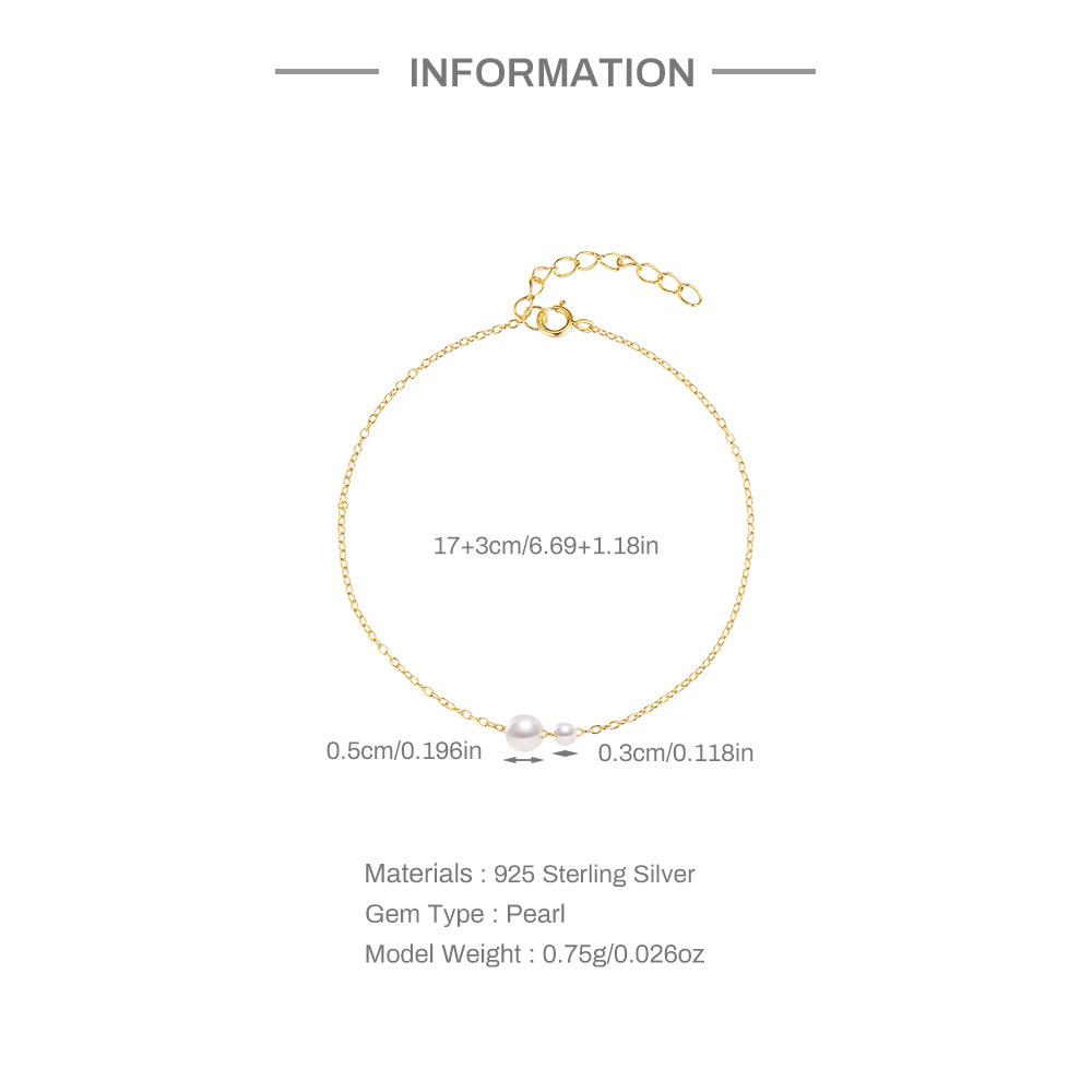 S925 Sterling Silver Slidable Bracelet Women'S Ins Wind Niche High Sense Irregular Size Pearl Bracelet Bracelet