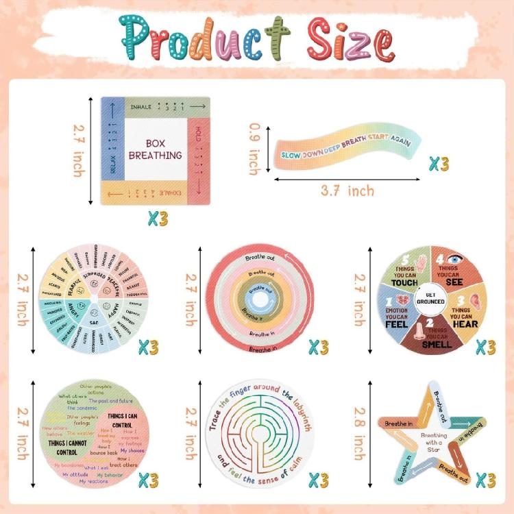8/9 Pcs Textured Calm Sticker Anxiety Calming Sticker Anxiety Sensory Sticker Stress Relief Sticker for Office