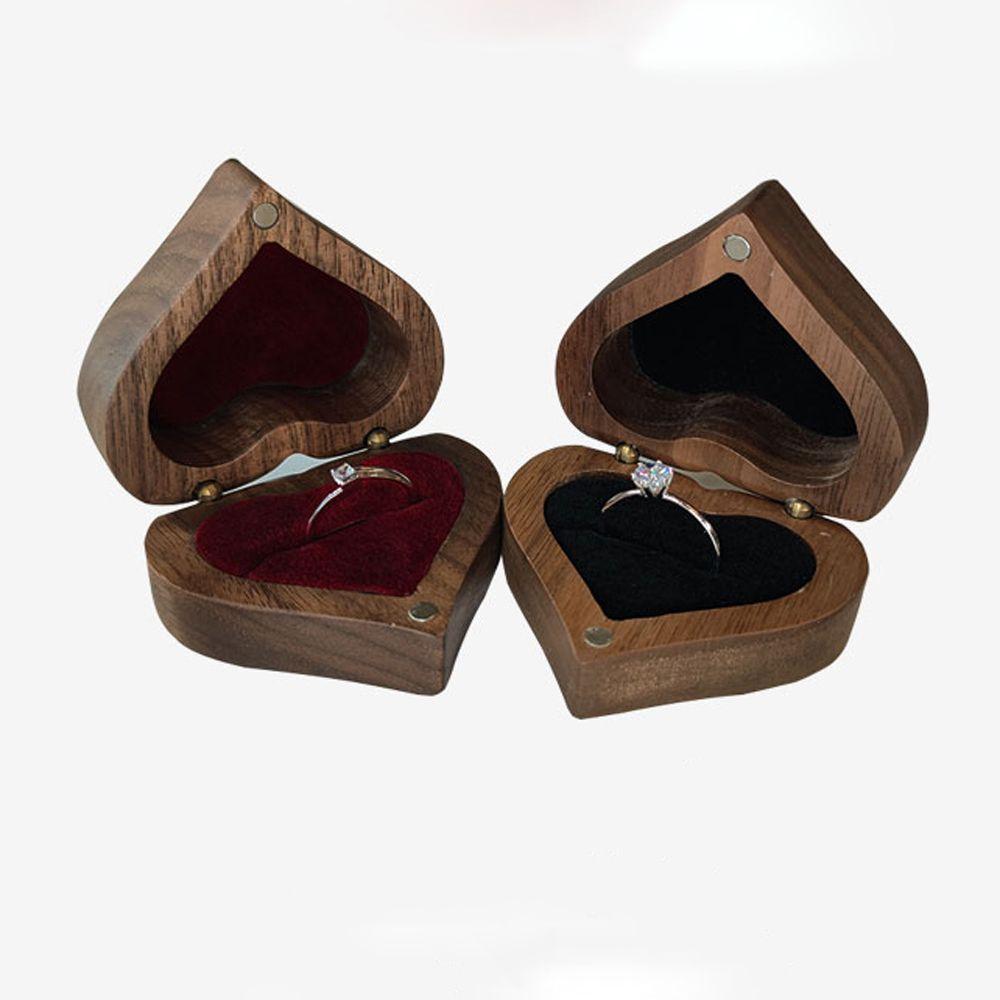 Cajas Portable Heart Shape Wedding Storage Box Jewelry Display Wooden Ring Box Jewelry Packaging