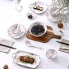 Chinese Underglaze Floral Ceramic Tableware: Rice & Soup Bowls, Plates