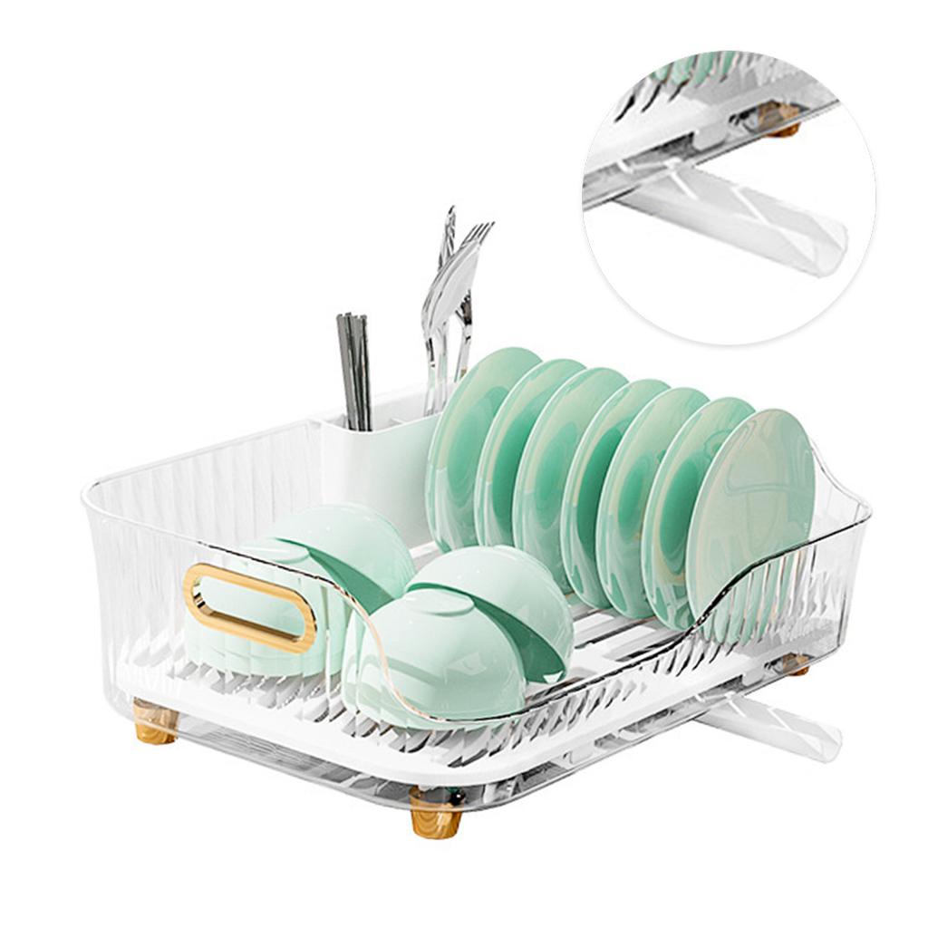 Dish Drying Rack Plastic Visualize Diversion Effluent Dish Diversion Rack for Chopsticks Bowl Plate Spoon Transparent