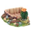 Reptile Pet Turtle Tortoise Lizard Feeding Water Bowl Plate with Cactus Home Decoration