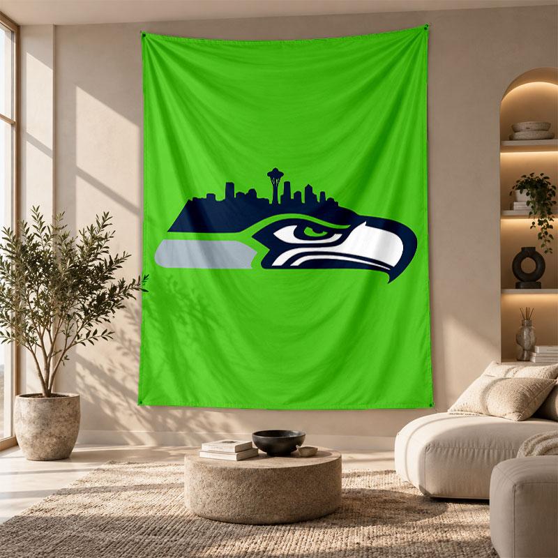 Decorative Tapestry,Seattle Seahawks Printed Wall Art, Lightweight Wall Hanging For Bedroom Background