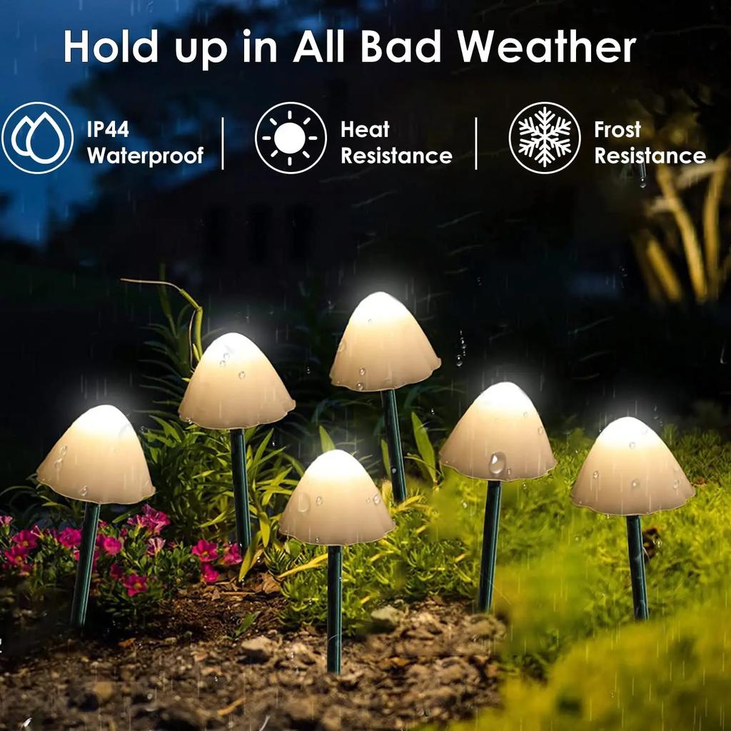 Solar Mushroom Lights Outdoor Waterproof Decorative Street Lights for Lawn Garden Patio Christmas Holiday Decoration