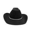 Fashionable Water Diamond Fedora Hat Western Cowboy Hat Wool Large Brim Upturned Versatile Hat Men Women Winter