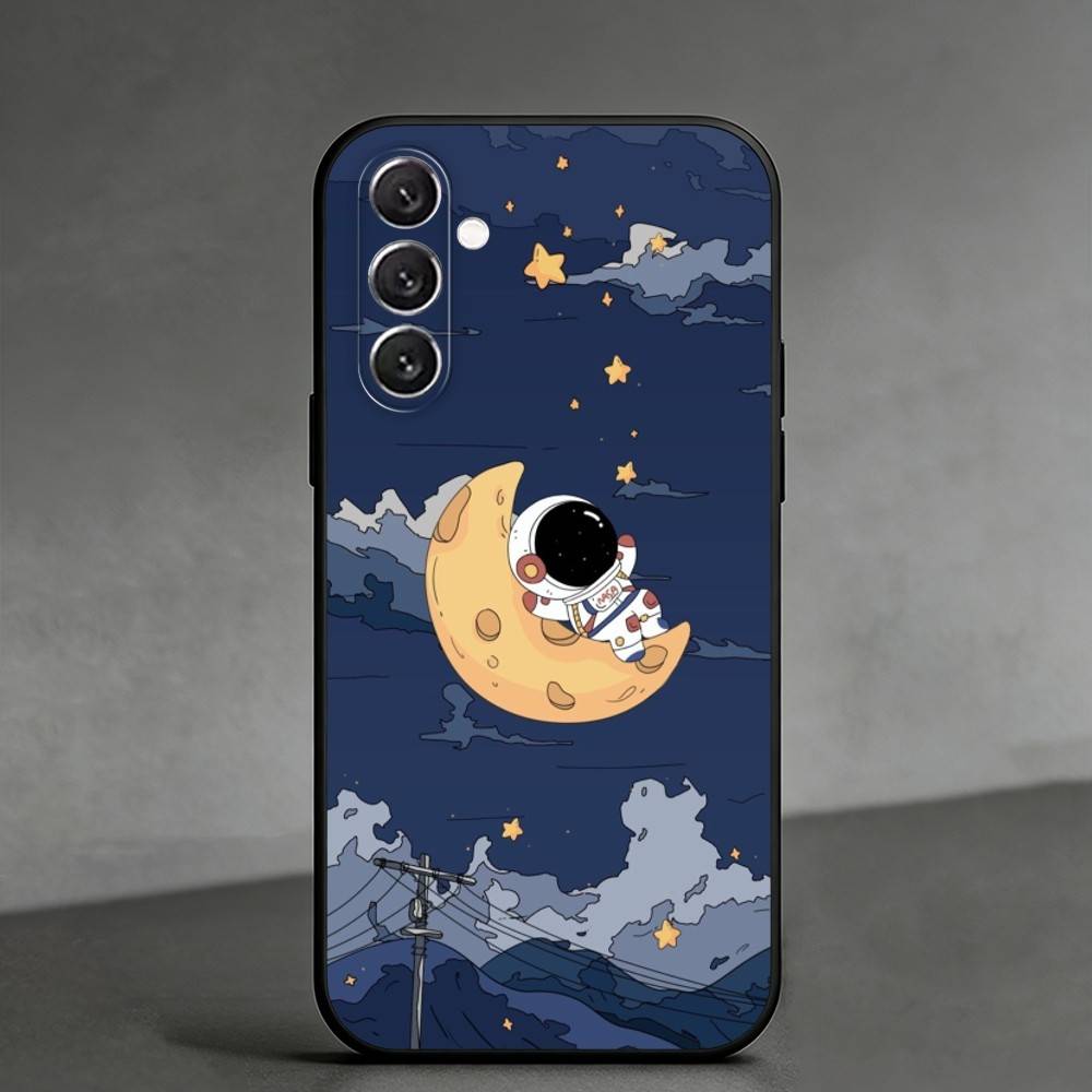 Q-Q Version of Astronaut  Phone Case For Samsung Galaxy A91,80,73,72 ,71,53,52,32 ,31,22,21s,20,Soft Black Case