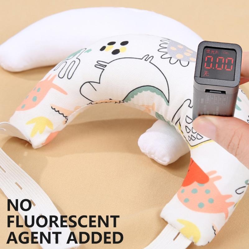 Baby Pillow with Ergonomic Neck Support Breathable Cotton Pillow with Cartoon Pattern for Newborns Infant