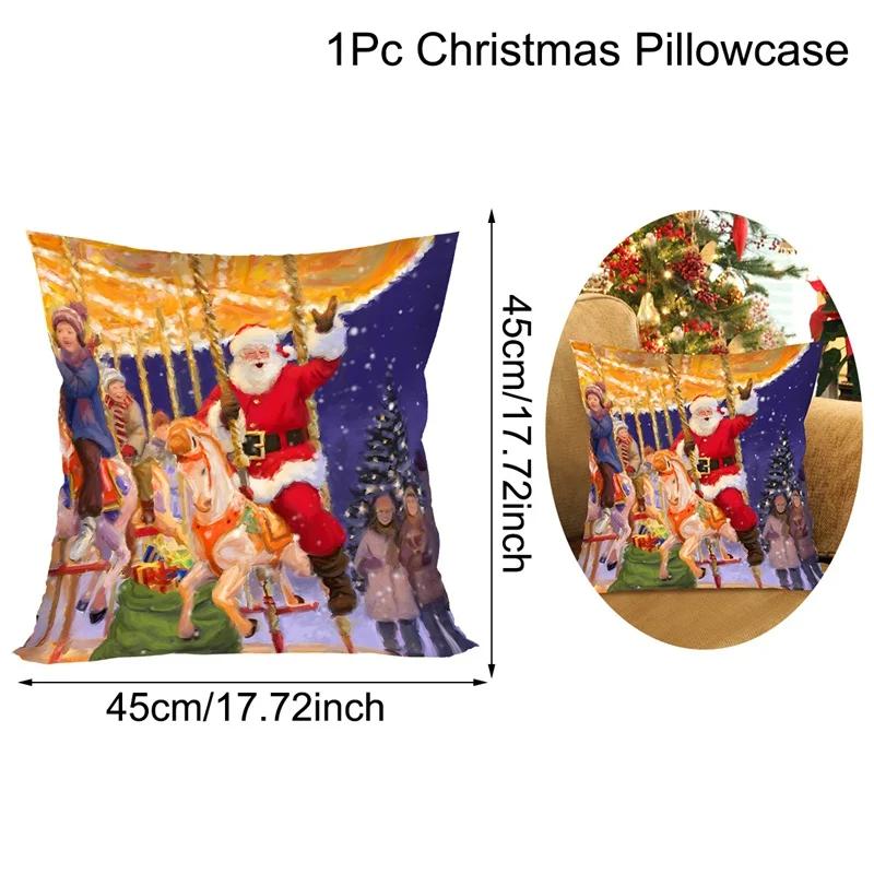 Christmas Cushion Cover Santa Decorative Throw Pillow Case Christmas Decorations For Home Navidad Natal Gifts New Year