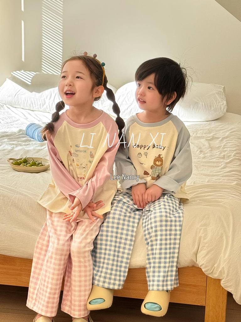 Children's Cartoon Raglan Sleeve Pajama Set - Spring 2025