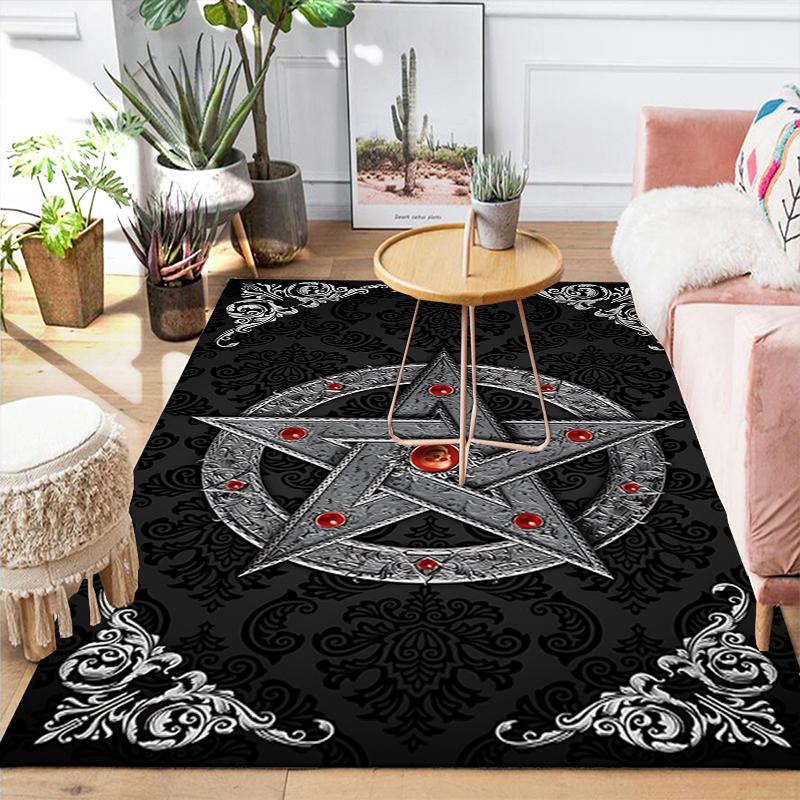 1Pc Gothic Star Rug, Office Carpet Indoor Outdoor Doormat, Non-Slip, Comfortable, Living, Christmas Halloween,  Xmas Gift G1314
