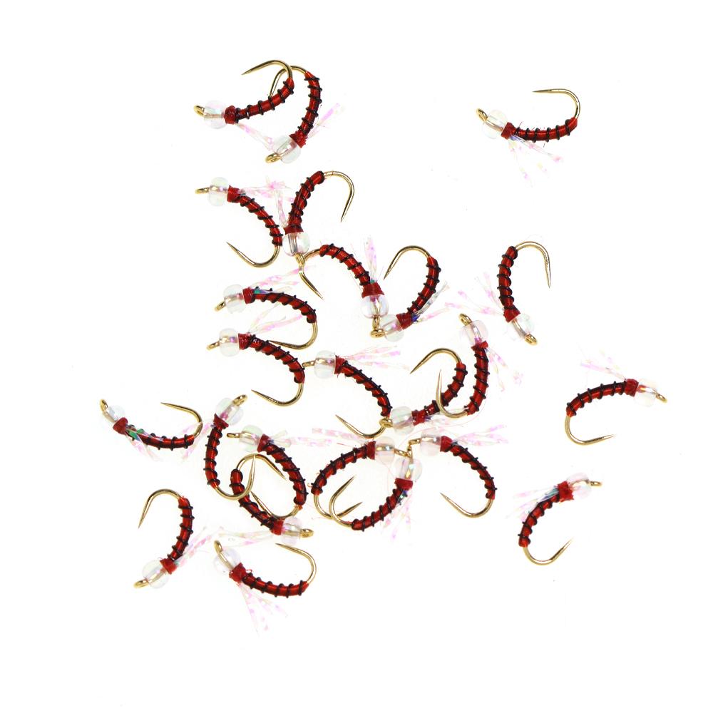 10 PIÈCES Nymphe Standard Midge pour la Pêche à la Mouche, Motif Truite pour Toute l'Année, Hameçon Doré sans Ardillon #16, Leurres d'Eau Douce pour la Pêche à la Mouche