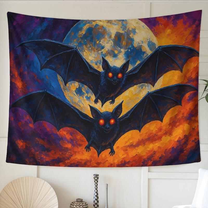 Tapestry gothic bat vampire with red 75x100