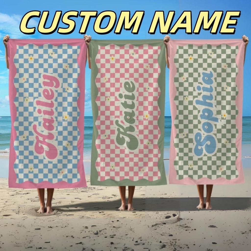 Custom Name Beach Towels Microfiber Towel Anti-Sand Quick-Drying Bath Towel Personalized For Birthday Gifts Holiday Travel Swim