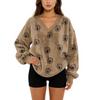 Women's V-Neck Sweatshirt Plush Solid Color Casual Fashion Long Sleeve With Pocketed Pullover Top