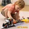 JOYFY Toy Truck Playset Race Toy Cars 60" Extra Long Race Track and 12 Die-Cast Metal Cars for Boy Girls 3-9 Years Birthday Gift