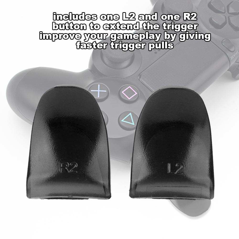 2 PCS Set Durable R2 L2 Buttons Trigger Extender Extension for PS4 Controller (Black)