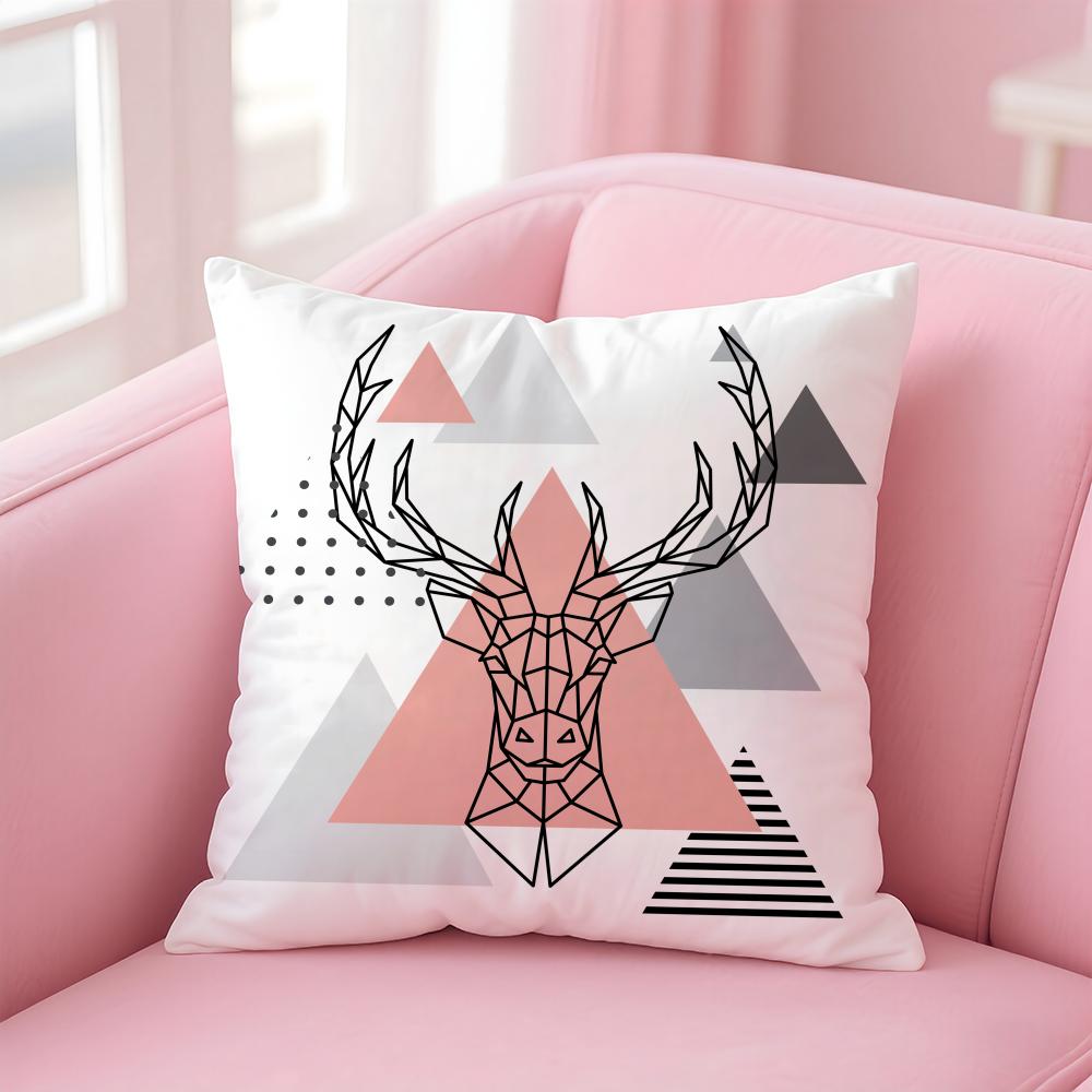 

Modern Nordic Deer Head Cushion Cover Soft Plush Throw Pillow Cushion CoverDoubleSided Printed Pillow Case Sofa Home Decor 30x30cm