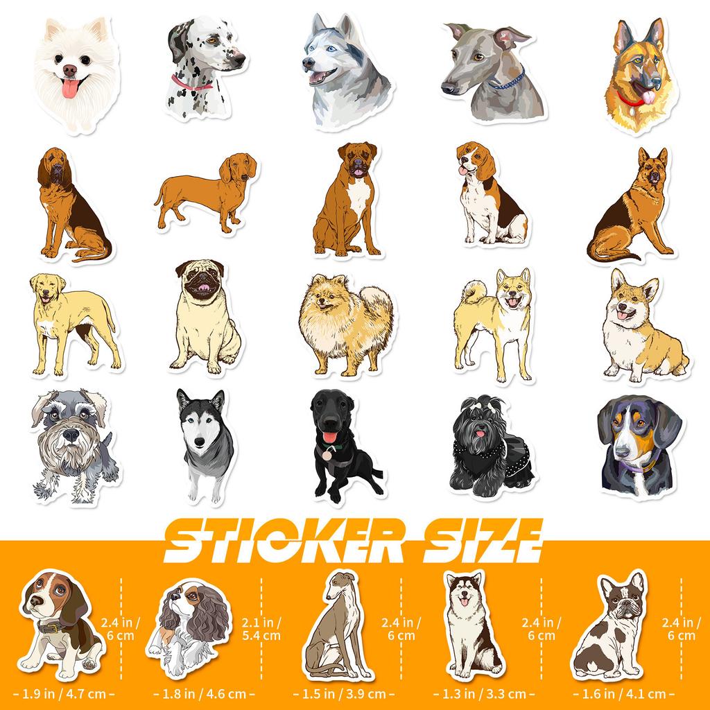 50 Black Dog Pet Series Husky Cartoon Graffiti Stickers Car Suitcase Waterproof Cup