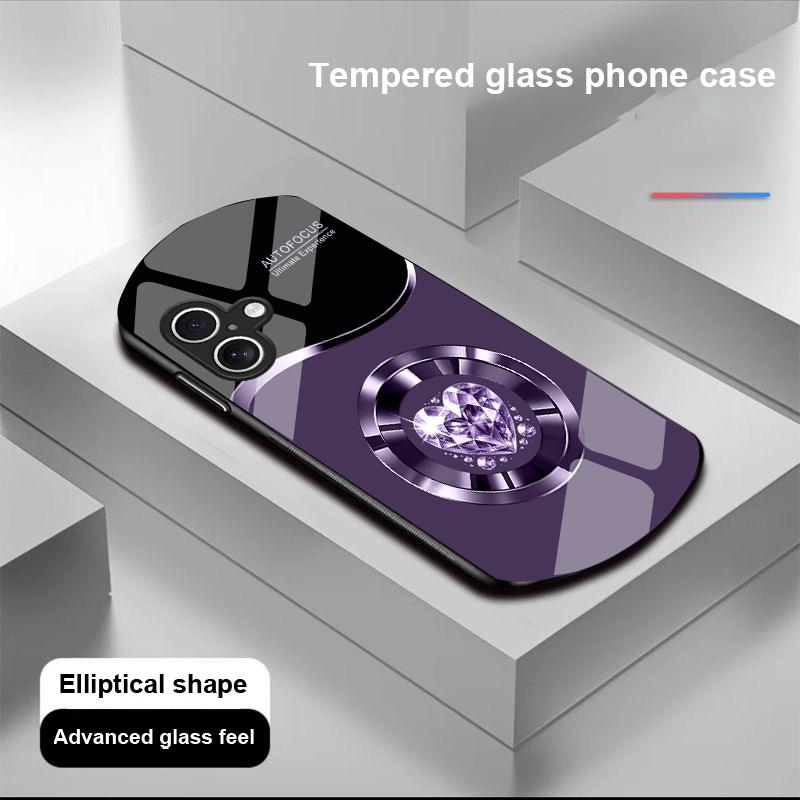 Okrągły Diament na Apple IPhone 16 11 13 15 14 Pro Max 12 Mini 7 8 Plus XR X XS Etui na telefon ze szkła hartowanego o eliptycznym kształcie