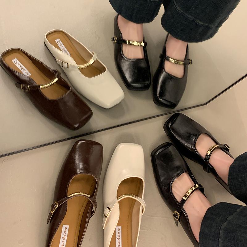 Summers New Style Women Cover Toe Mules Slippers Fashion Shallow Slip On Slide Ladies Women's Elegant Dress Shoes Zapatos Mujer