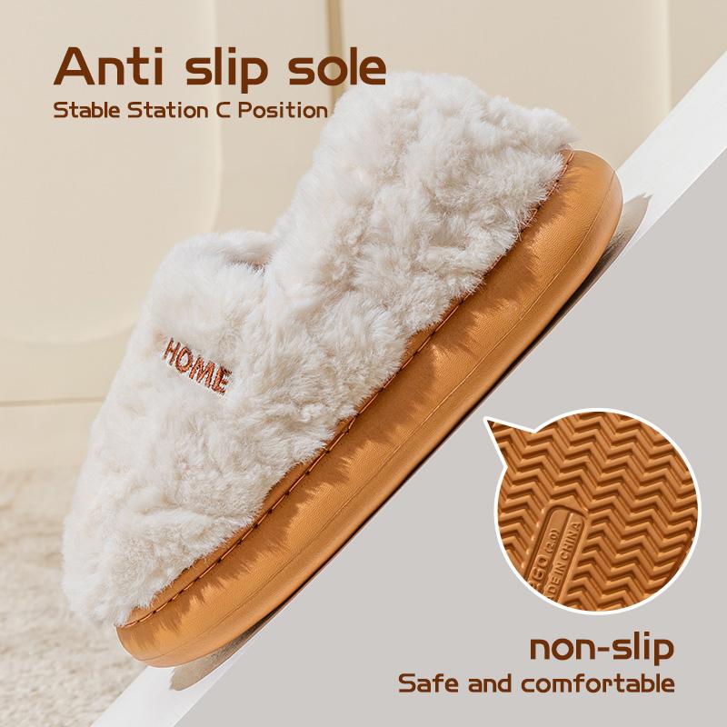 Cotton Slippers Women's Winter Bag Heel Home Warm and Non Slip Plush Cotton Shoes for Men Wearing Outside