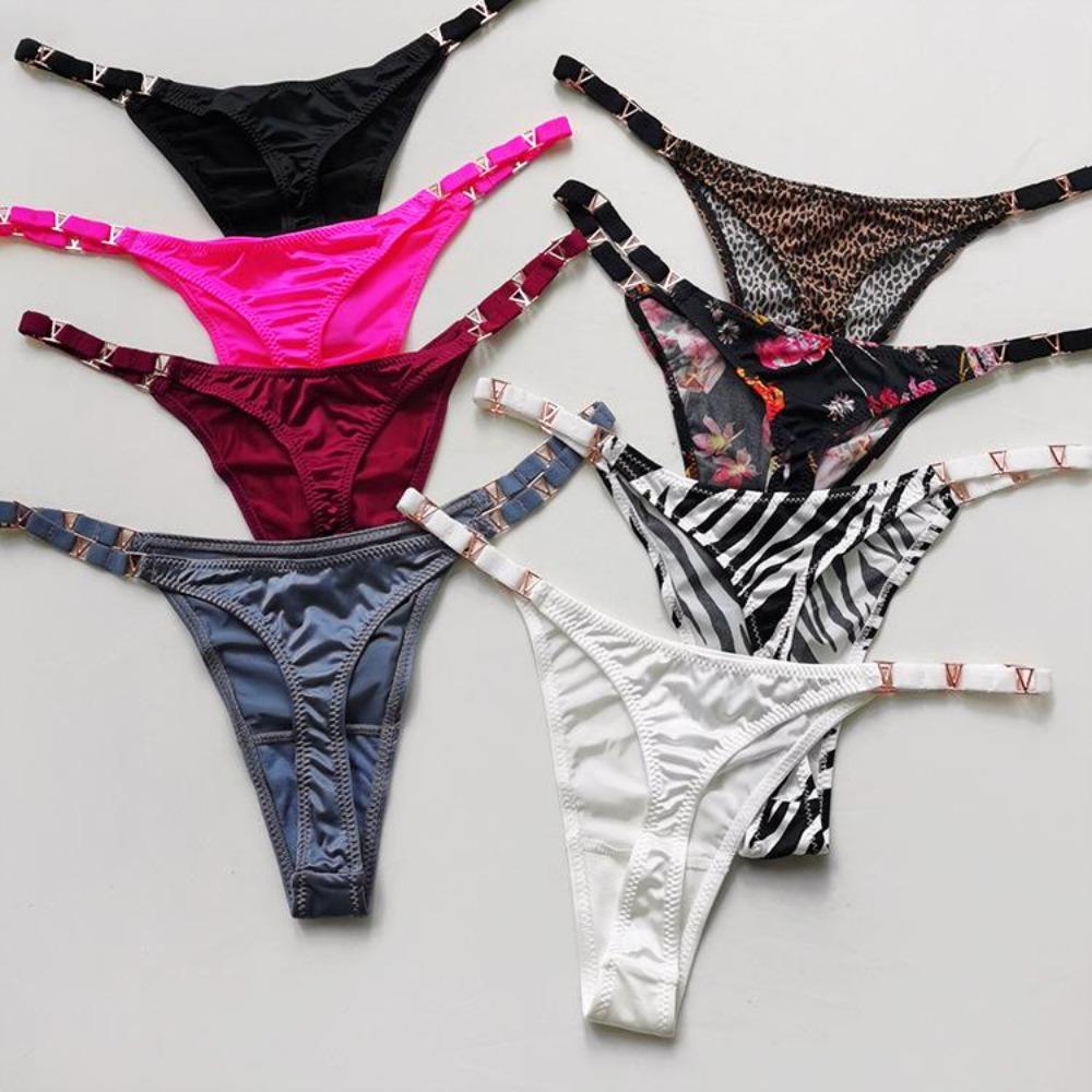 Damskie stringi list miłosny dżetów pas stringi moda Low-Rise Tanga szorty figi Sexy T-back String koronkowa bielizna