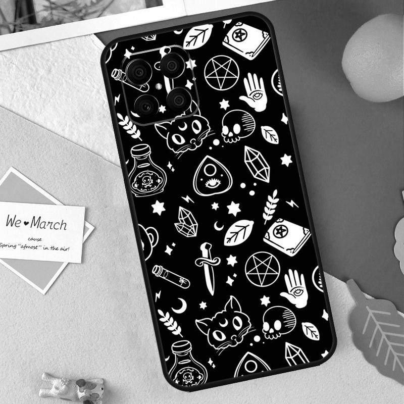 Witchcraft Witch Cat Case For Huawei P Smart 2019 2021 P20 P40 P30 Lite P50 Pro Nova 5T Honor X8 X9 50 70 Cover